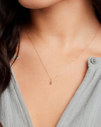 Amethyst Birthstone Necklace || option::14K Solid Gold, Amethyst - February