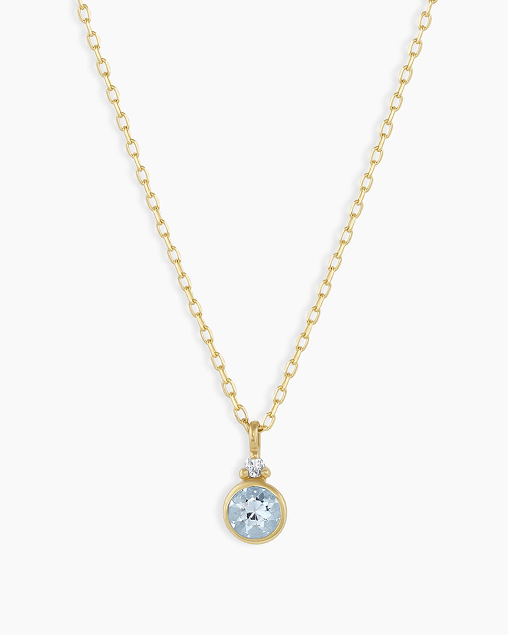 Aquamarine Birthstone Necklace || option::14K Solid Gold, Aquamarine - March