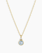 Aquamarine Birthstone Necklace || option::14K Solid Gold, Aquamarine - March