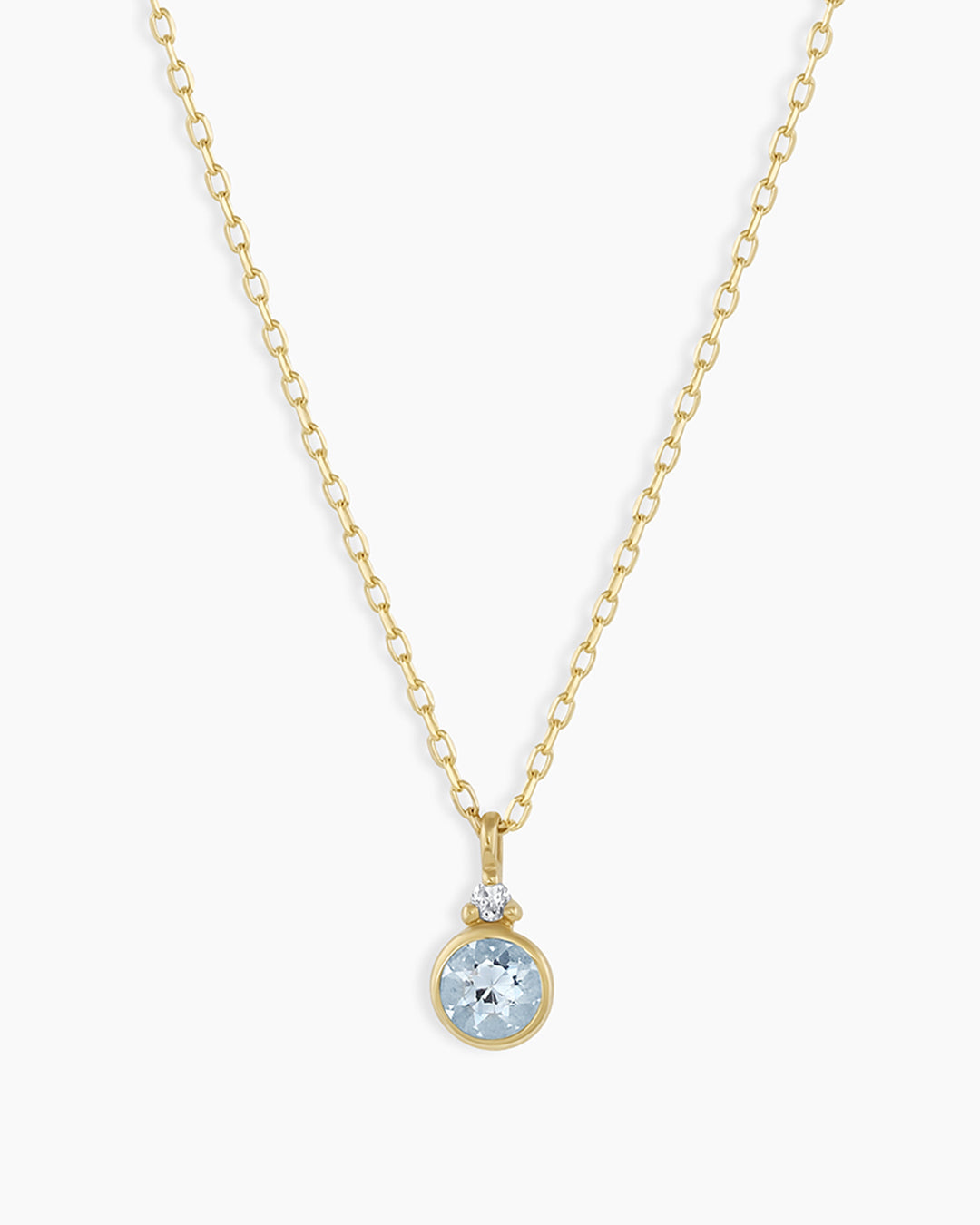 Aquamarine Birthstone Necklace || option::14K Solid Gold, Aquamarine - March