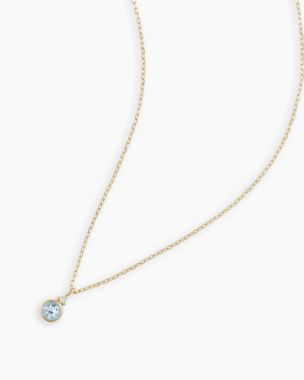 Aquamarine Birthstone Necklace || option::14K Solid Gold, Aquamarine - March