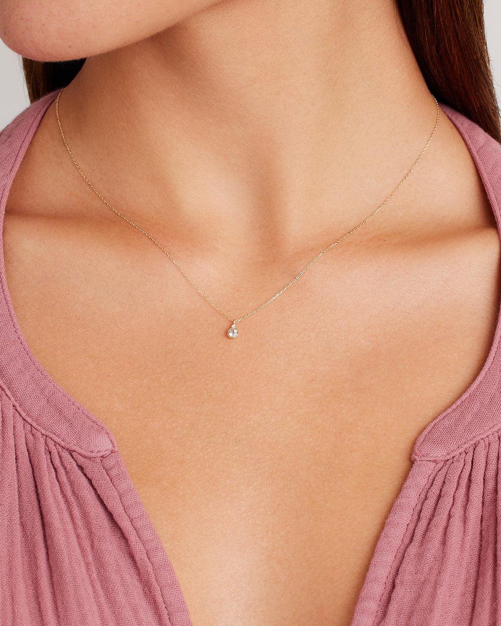 Aquamarine Birthstone Necklace || option::14K Solid Gold, Aquamarine - March
