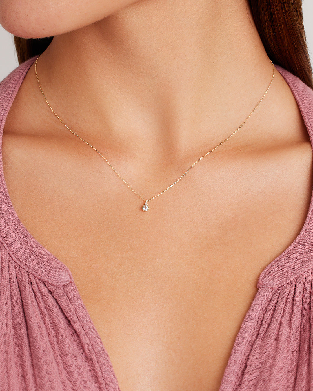 Aquamarine Birthstone Necklace || option::14K Solid Gold, Aquamarine - March