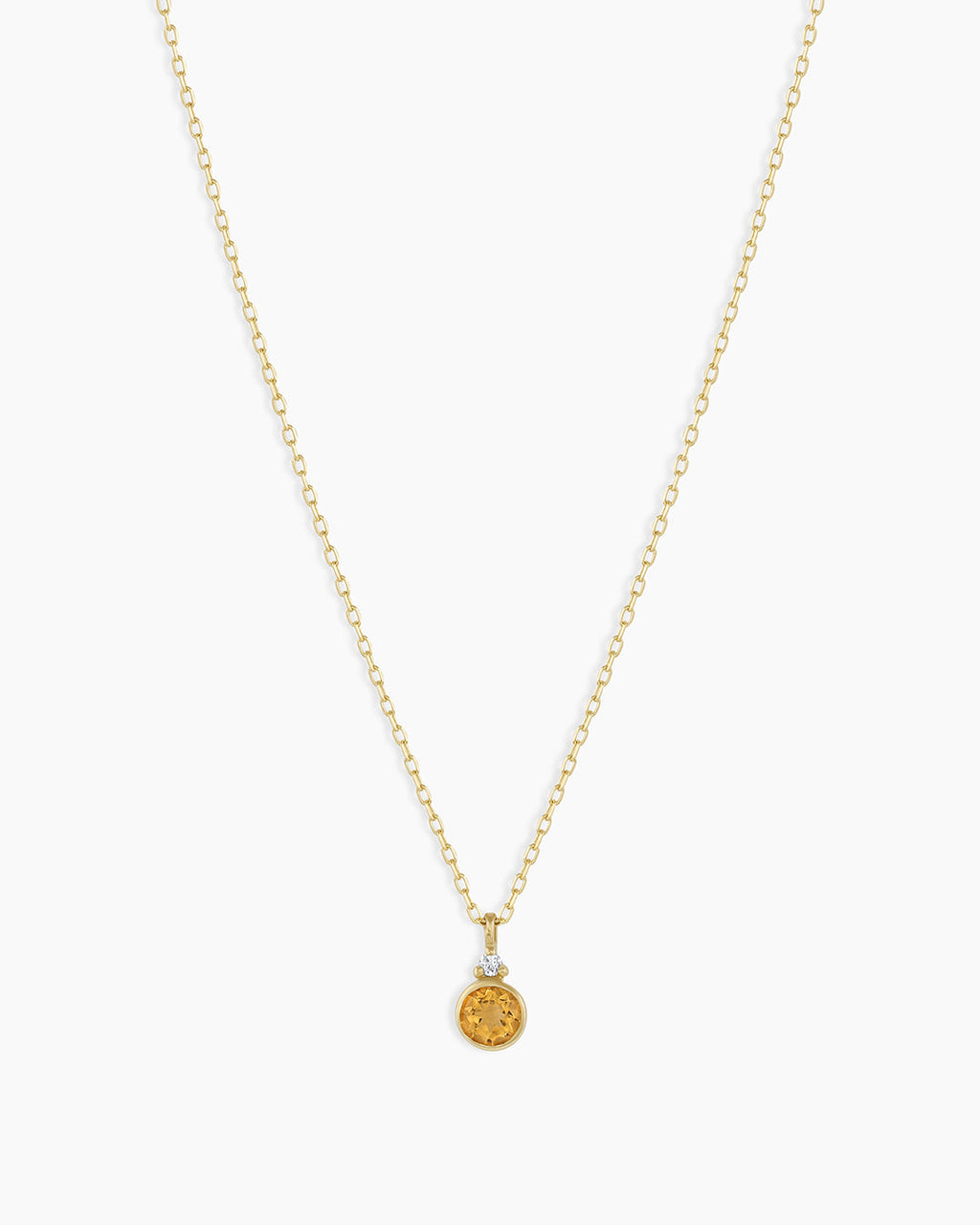 Citrine Birthstone Necklace November Birthstone Necklace  || option::14K Solid Gold, Citrine - November