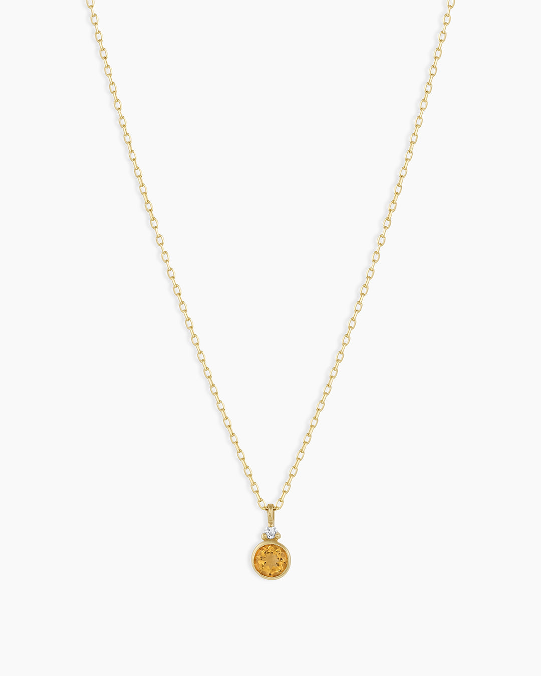 Citrine Birthstone Necklace November Birthstone Necklace  || option::14K Solid Gold, Citrine - November