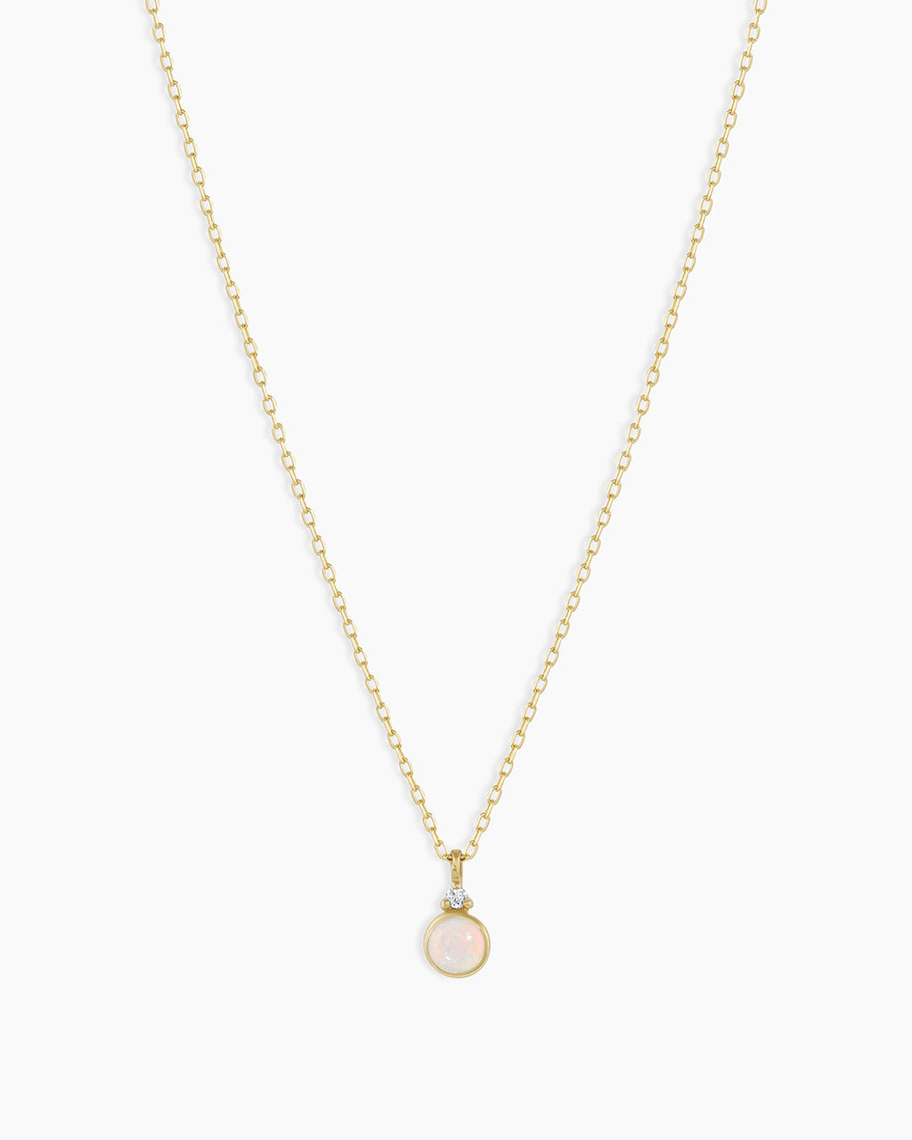 Opal Birthstone Necklace October Birthstone Necklace  || option::14K Solid Gold, Opal - October