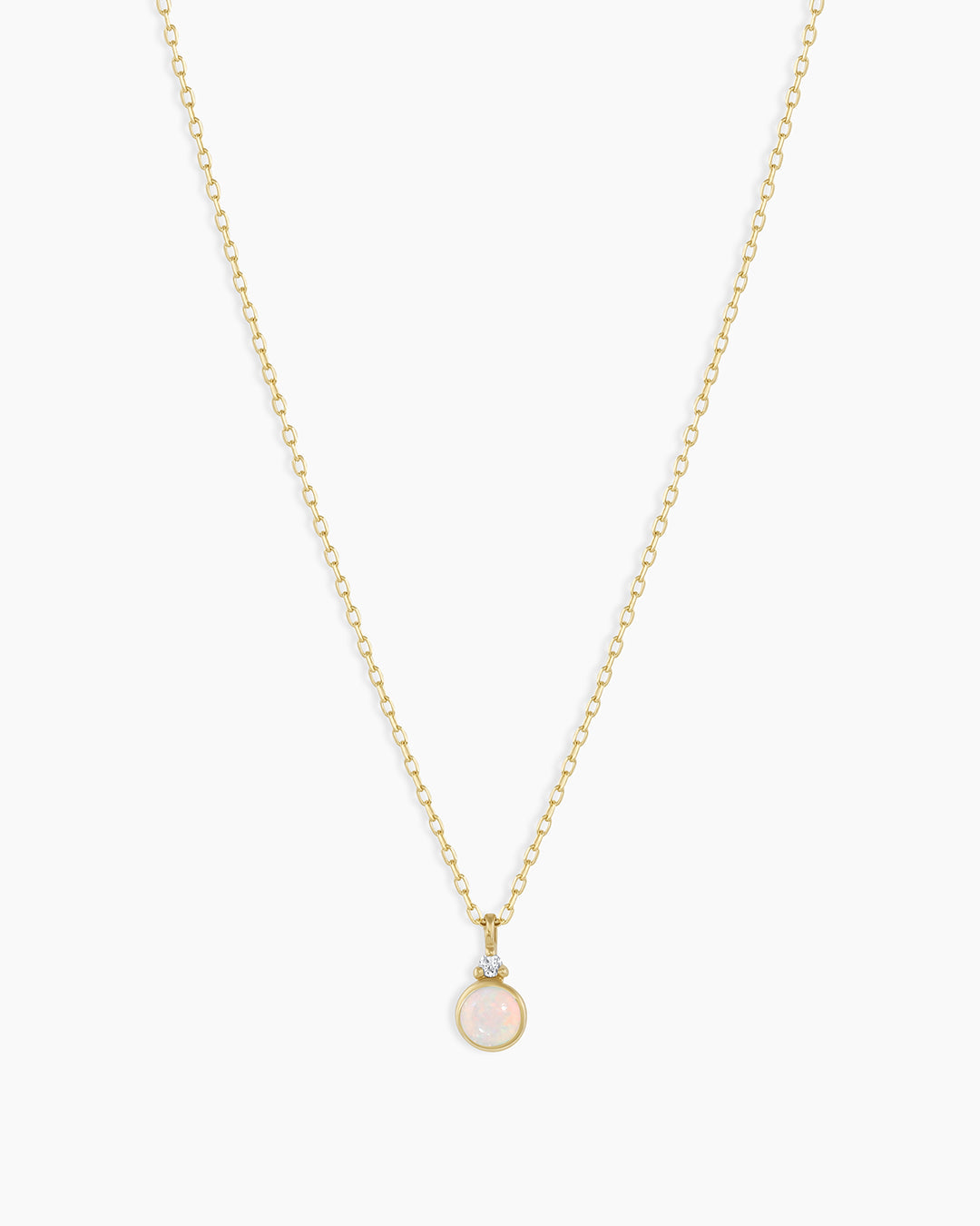 Opal Birthstone Necklace October Birthstone Necklace  || option::14K Solid Gold, Opal - October