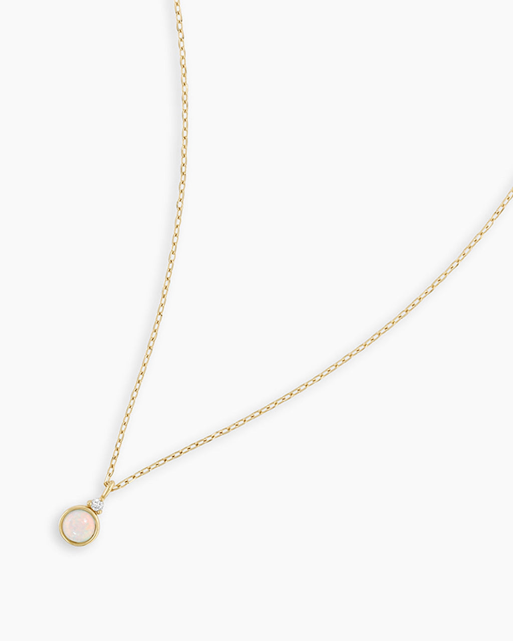 Opal Birthstone Necklace October Birthstone Necklace  || option::14K Solid Gold, Opal - October