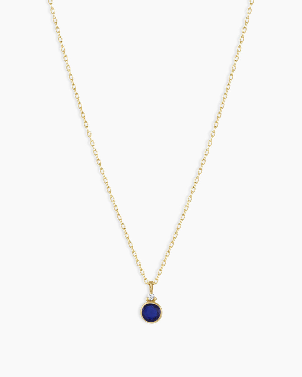 Blue Topaz Birthstone Necklace || option::14K Solid Gold, Blue Sapphire - September