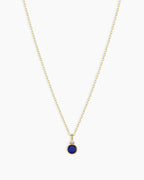 Blue Topaz Birthstone Necklace || option::14K Solid Gold, Blue Sapphire - September