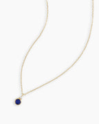Blue Topaz Birthstone Necklace || option::14K Solid Gold, Blue Sapphire - September