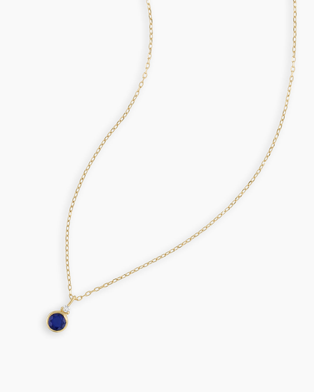 Blue Topaz Birthstone Necklace || option::14K Solid Gold, Blue Sapphire - September