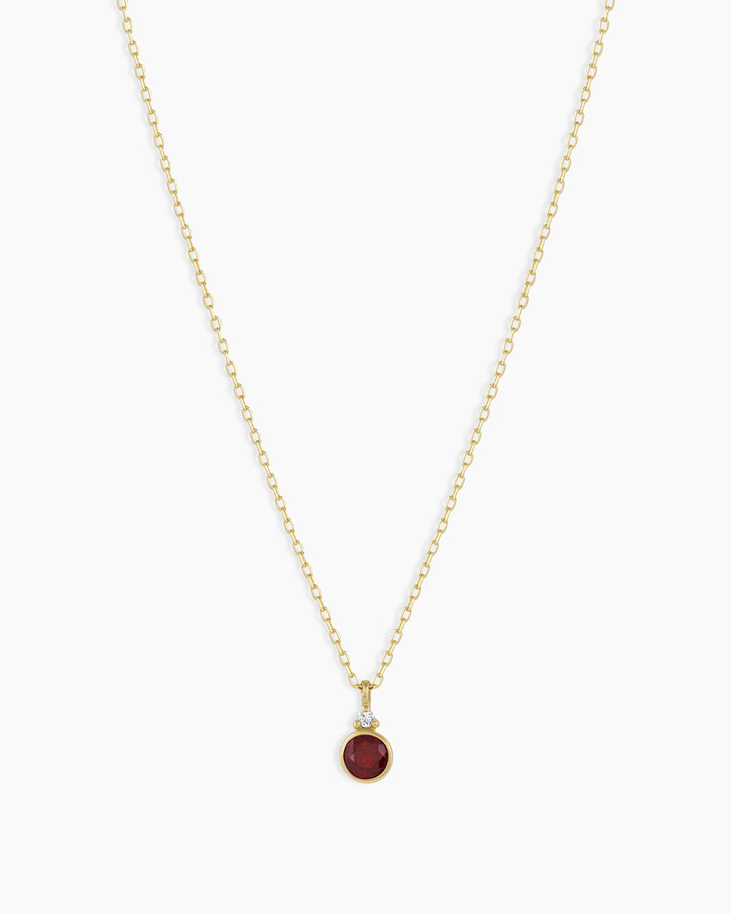 Garnet Birthstone Necklace January Birthstone Necklace  || option::14K Solid Gold, Garnet - January