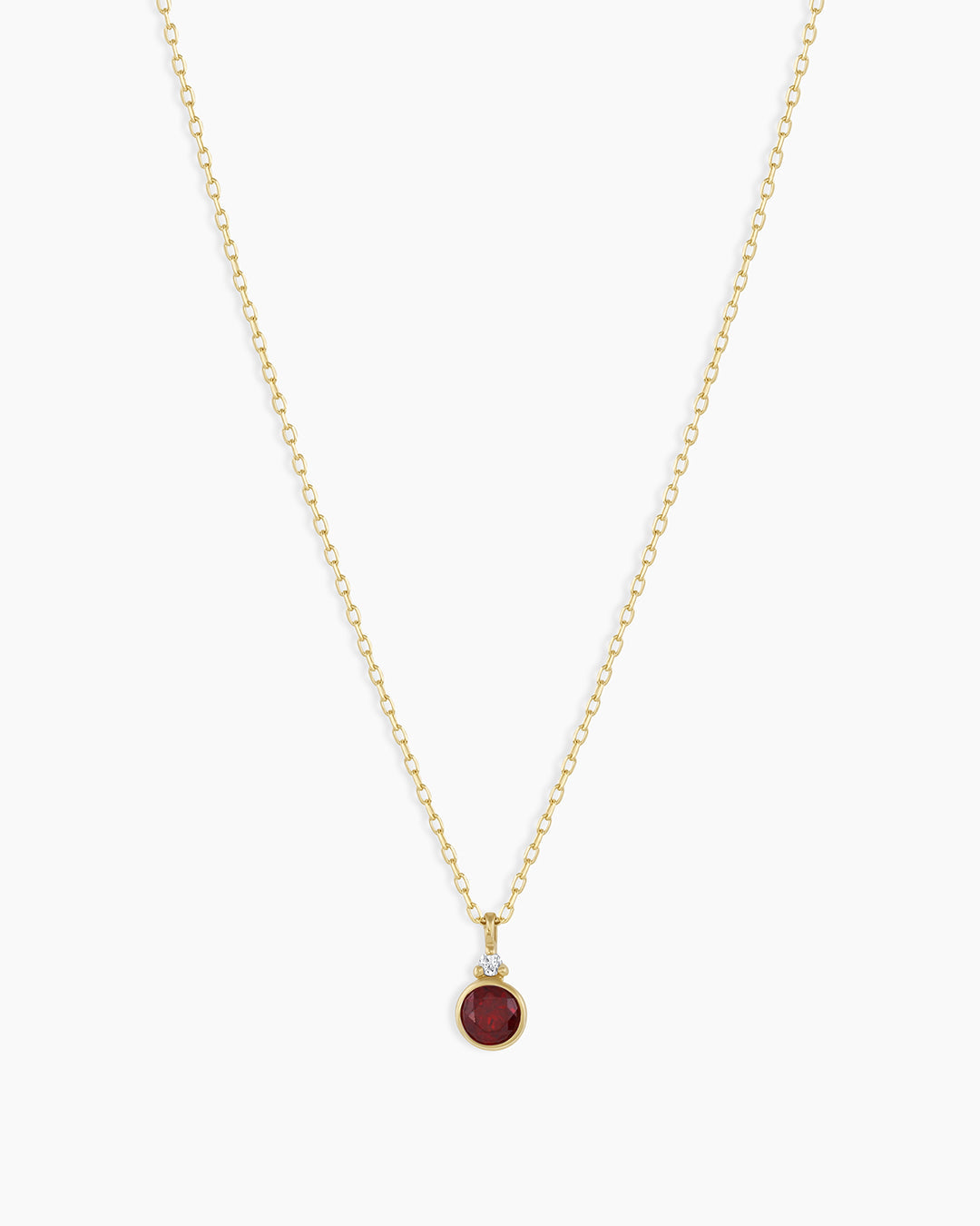 Garnet Birthstone Necklace January Birthstone Necklace  || option::14K Solid Gold, Garnet - January