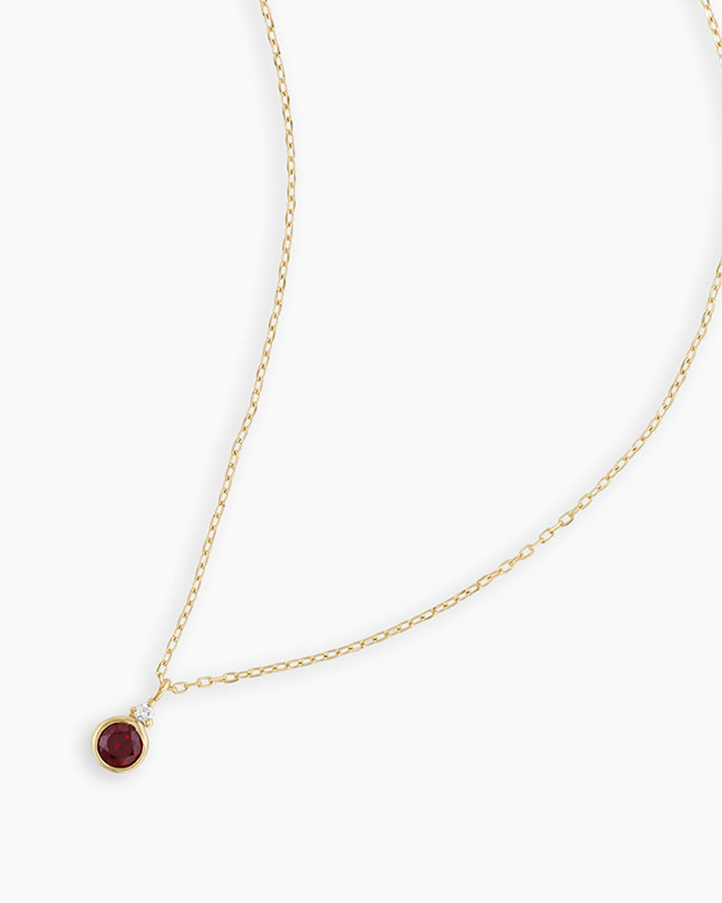 Garnet Birthstone Necklace January Birthstone Necklace  || option::14K Solid Gold, Garnet - January