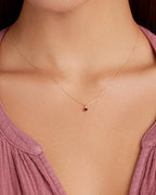 Garnet Birthstone Necklace January Birthstone Necklace  || option::14K Solid Gold, Garnet - January