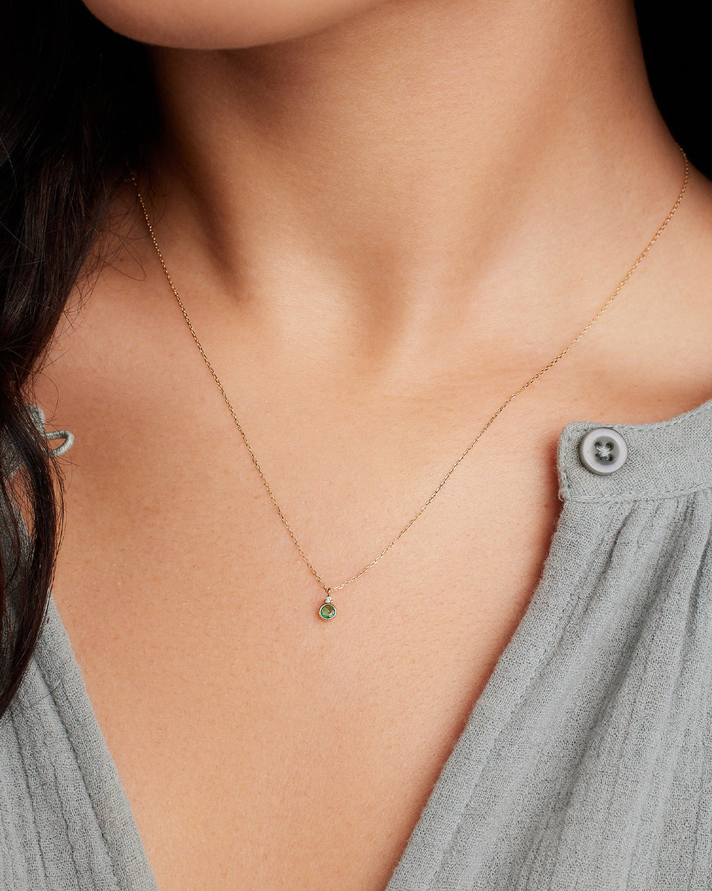 Emerald Birthstone Necklace Birthstone Necklace  || option::14K Solid Gold, Emerald - May