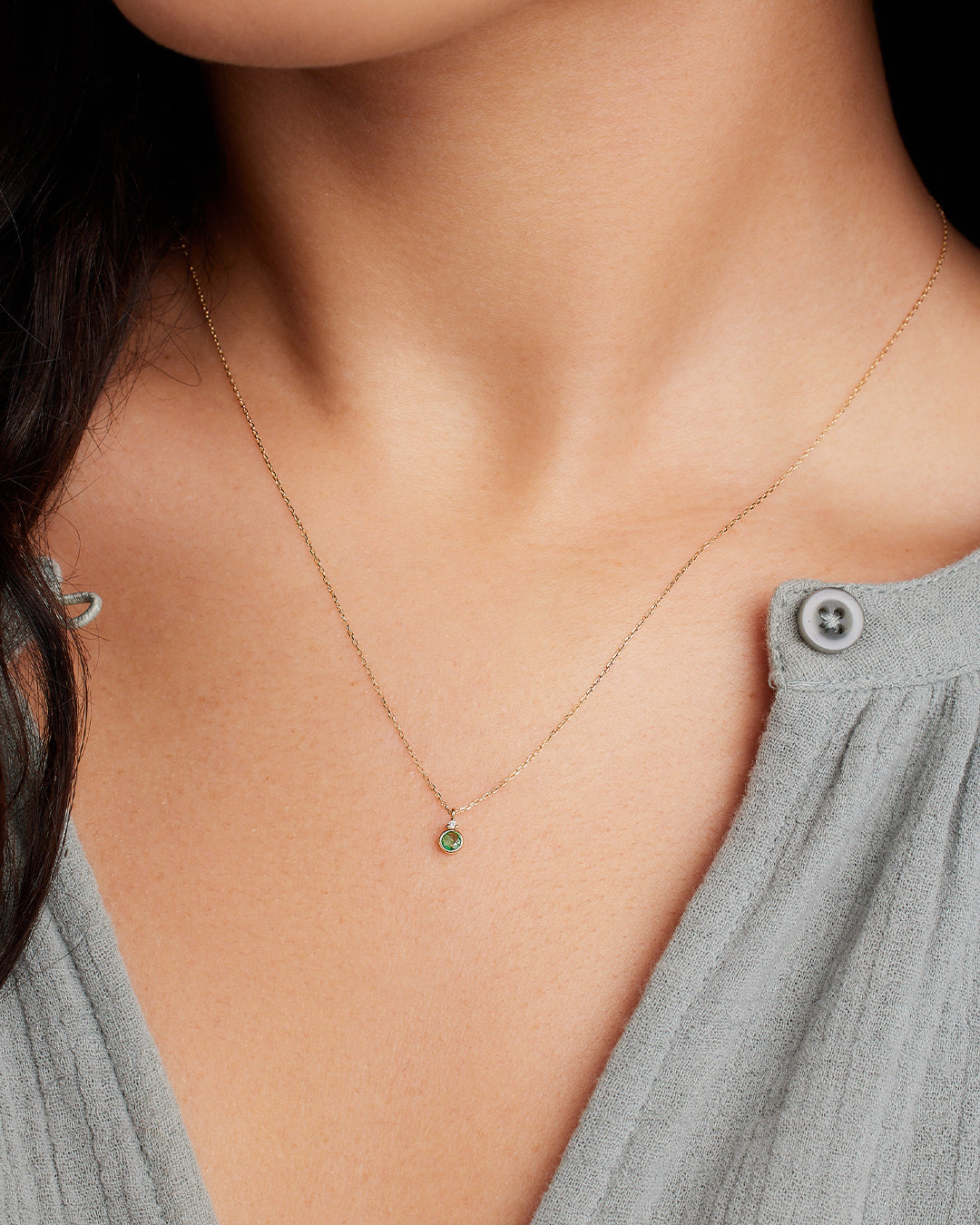 Emerald Birthstone Necklace Birthstone Necklace  || option::14K Solid Gold, Emerald - May