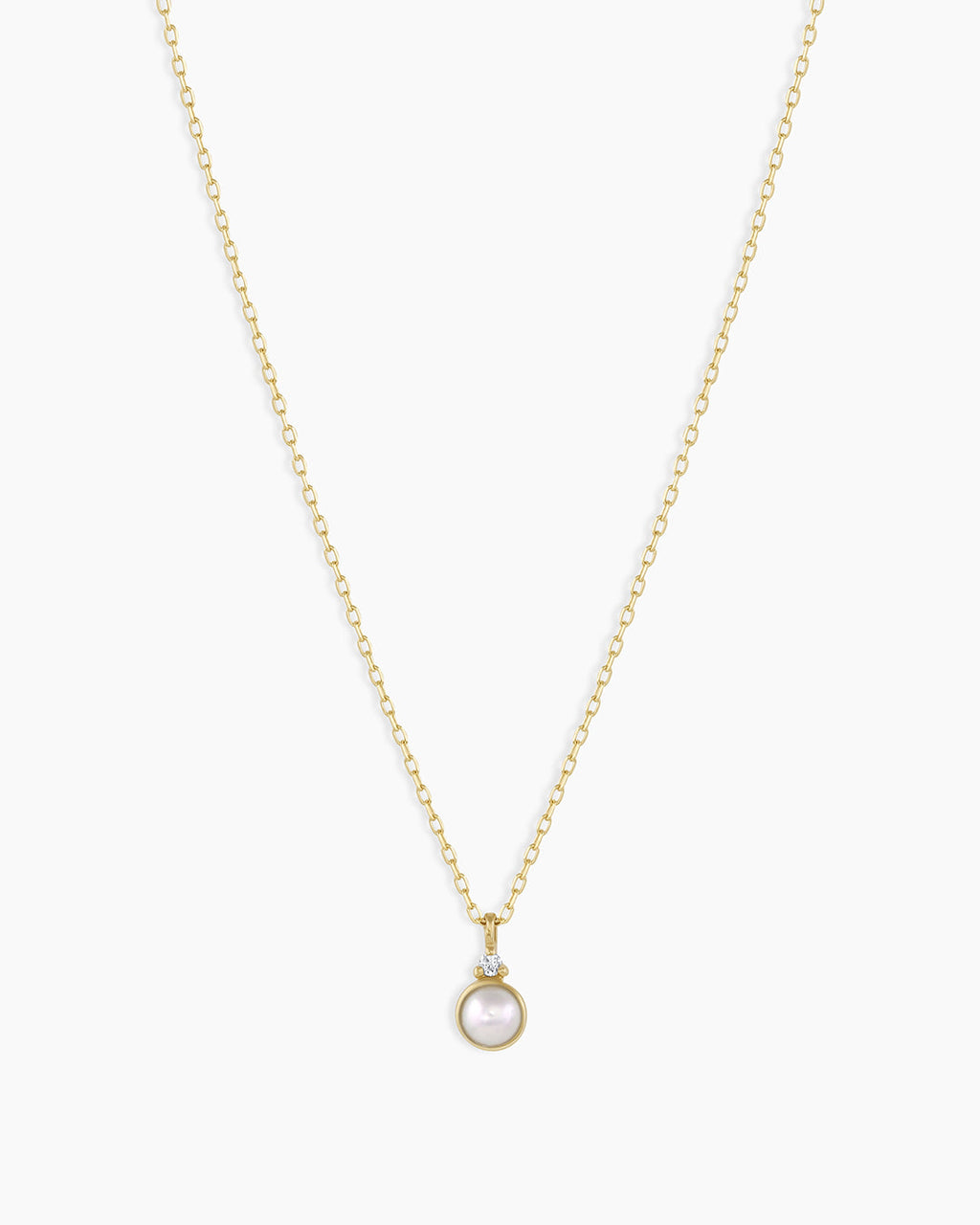 Pearl Birthstone Necklace June Birthstone Necklace  || option::14K Solid Gold, Pearl - June