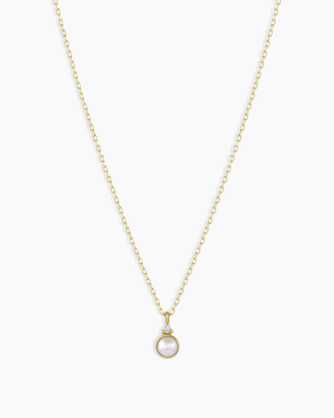 Pearl Birthstone Necklace June Birthstone Necklace  || option::14K Solid Gold, Pearl - June