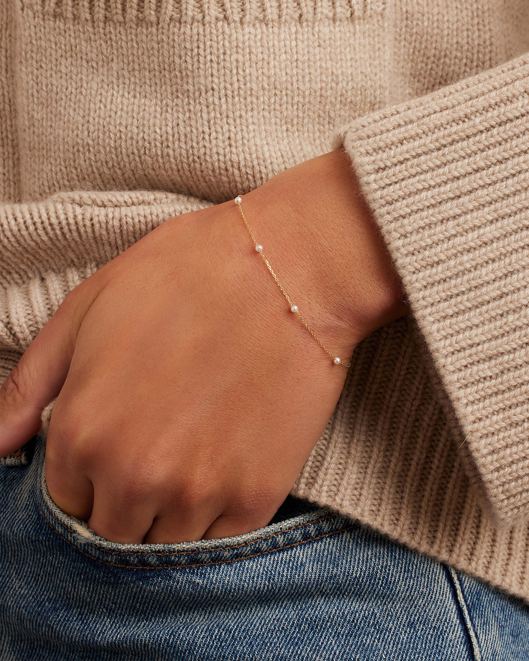 Pearl Newport Bracelet || option::14K Solid Gold