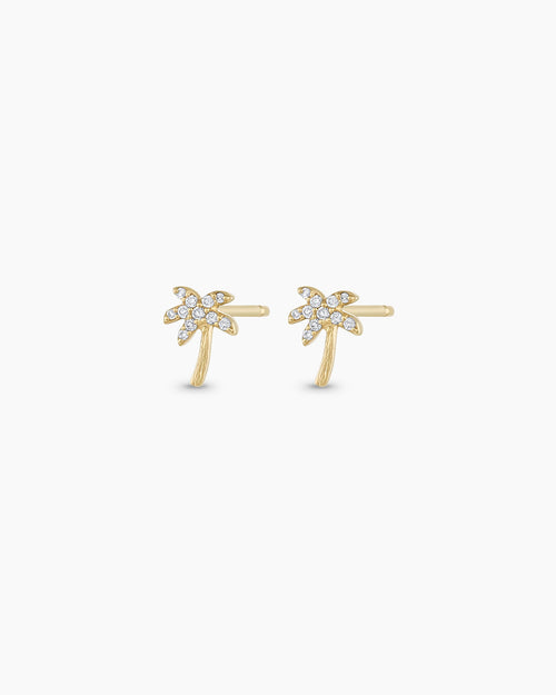 Diamond Palm Stud || option::14K Solid Gold