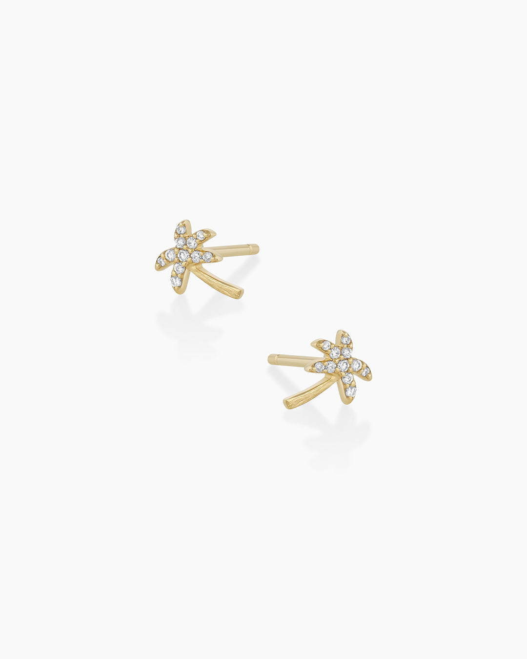 Diamond Palm Stud || option::14K Solid Gold