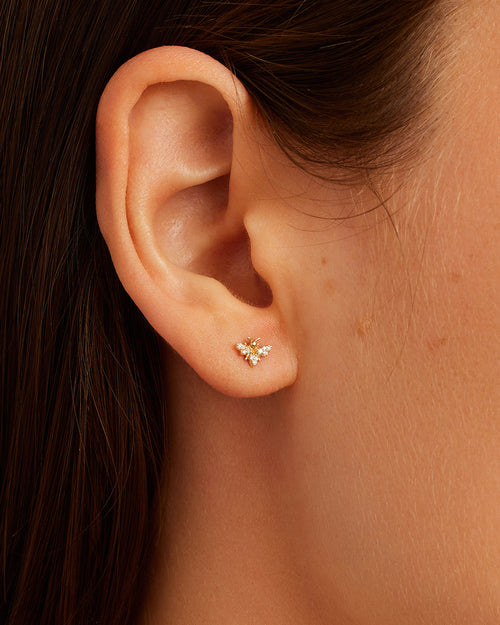 Diamond Bee Stud || option::14K Solid Gold