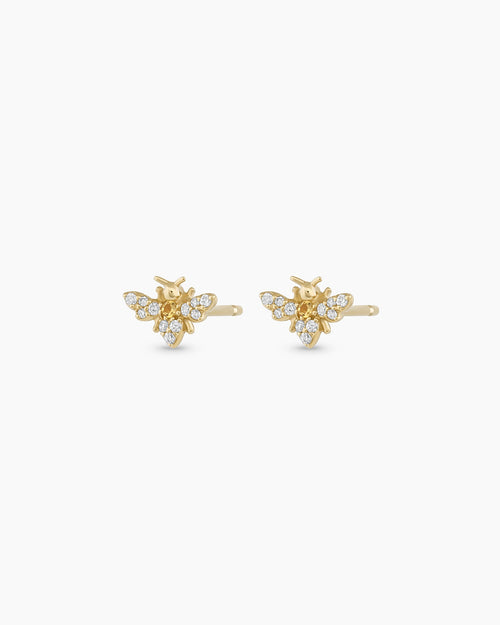 Diamond Bee Studs || option::14K Solid Gold