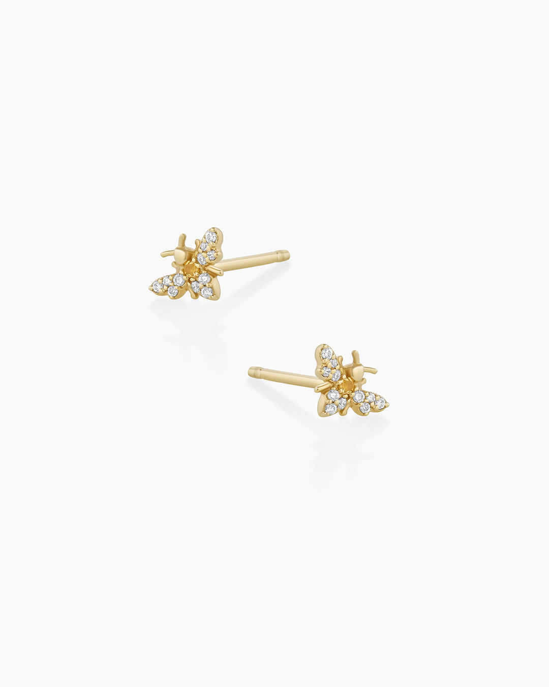 Diamond Bee Studs || option::14K Solid Gold