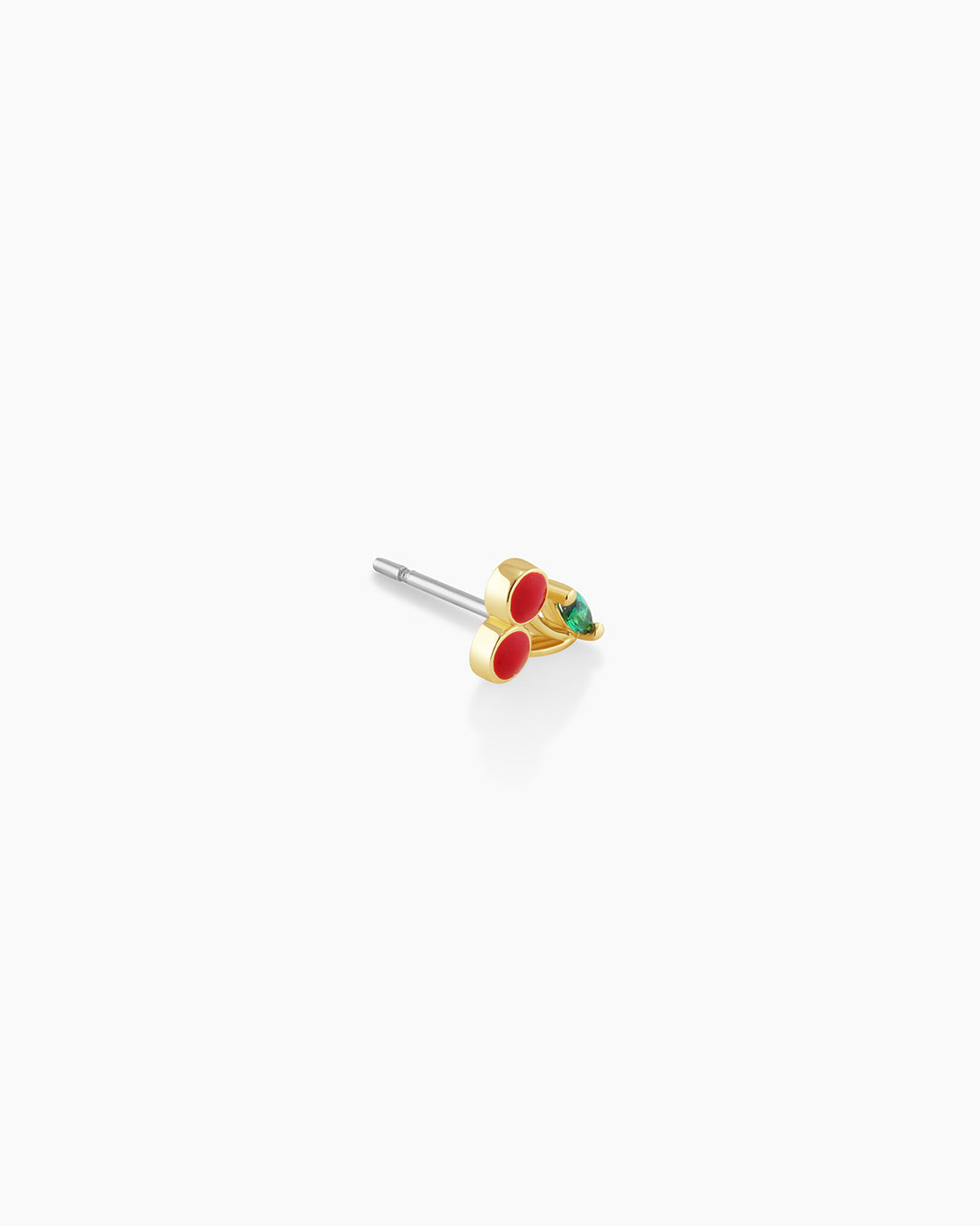 Cherry Charm Stud Cherry Earrings || option::18K Gold Plated, Cherry
