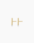 Woman wearing Rose Bar Stud || option::14K Solid Gold