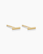 Woman wearing Rose Bar Stud || option::14K Solid Gold