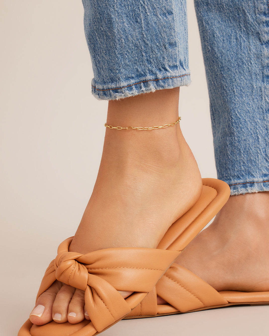 Parker Mini Anklet chain link anklet || option::18K Gold Plated