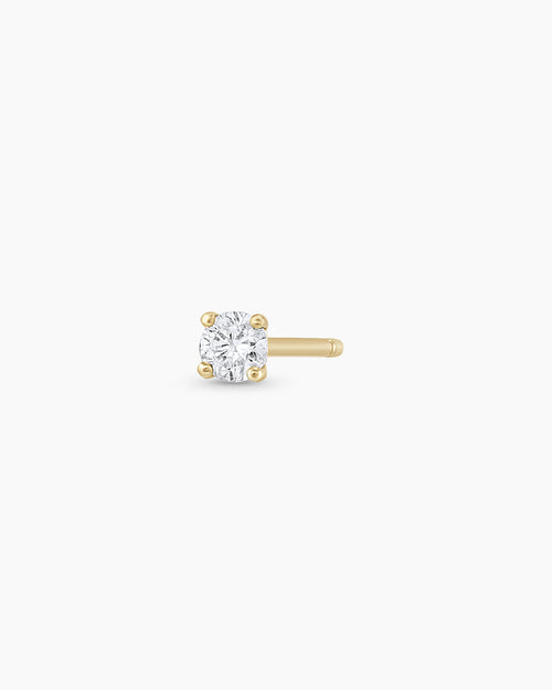 Diamond Solitaire 3 mm Studs || option::14K Solid Gold, 3mm