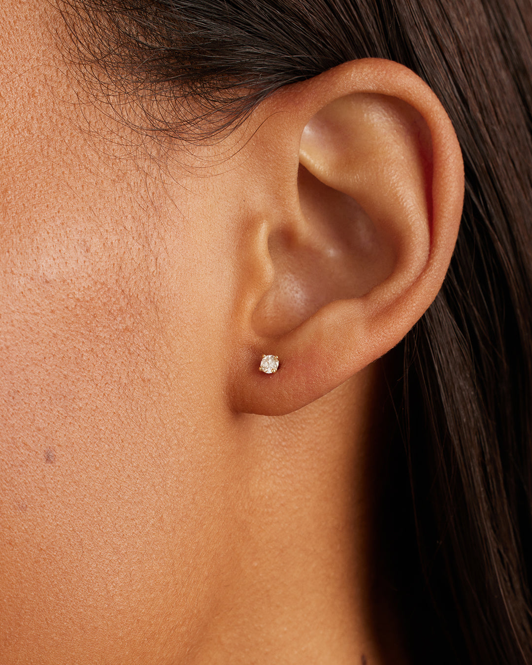 Diamond Solitaire 3 mm Studs || option::14K Solid Gold, 3mm