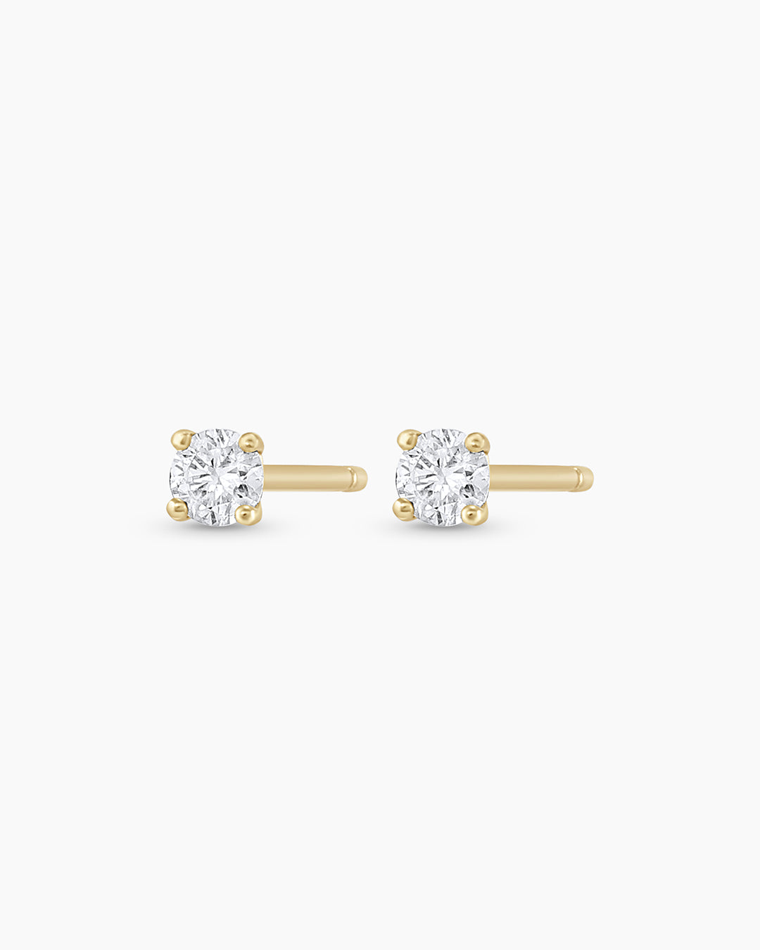 Diamond Solitaire 3 mm Studs || option::14K Solid Gold, 3mm
