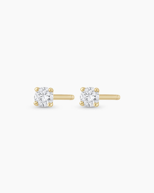 Diamond Solitaire 3 mm Studs || option::14K Solid Gold, 3mm