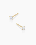 Diamond Solitaire 3 mm Studs || option::14K Solid Gold, 3mm