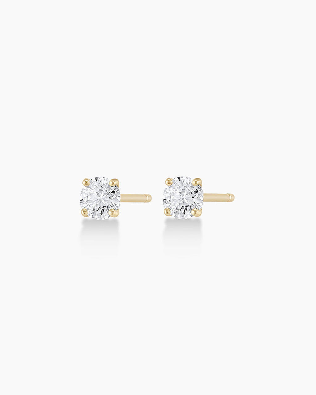 Diamond Solitaire 3 mm Studs || option::14K Solid Gold, 4mm