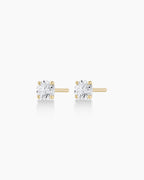 Diamond Solitaire 3 mm Studs || option::14K Solid Gold, 4mm