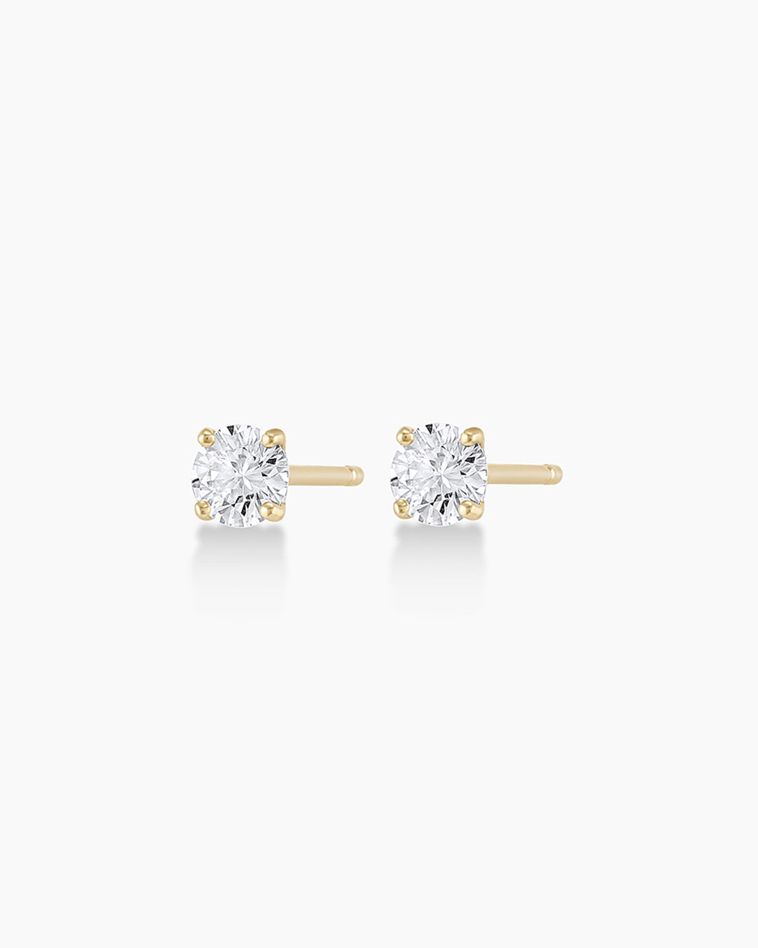 Diamond Solitaire 3 mm Studs || option::14K Solid Gold, 4mm