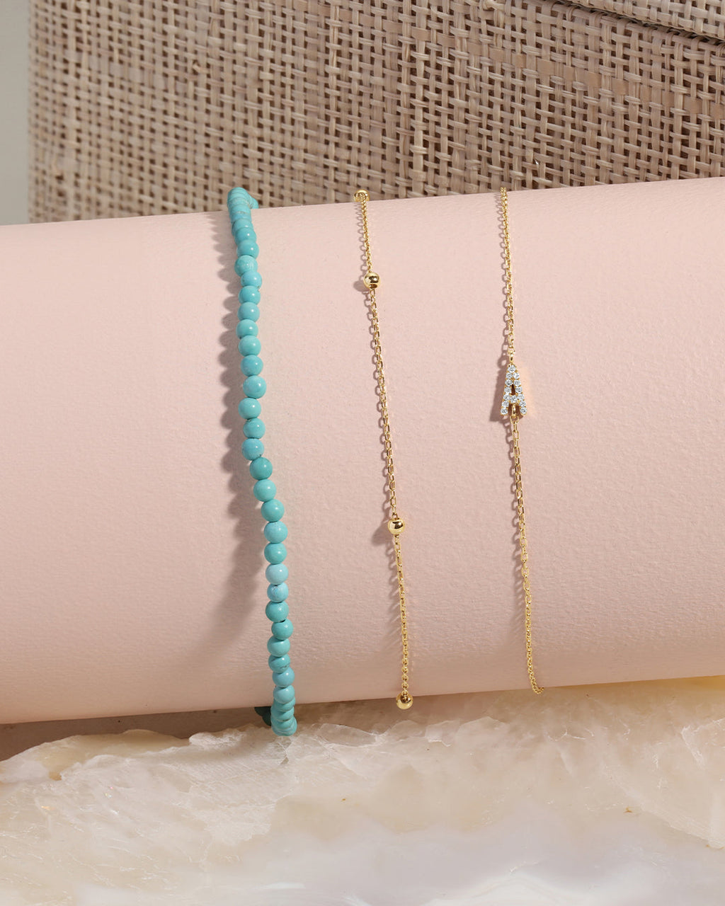 Woman wearing Newport Bracelet || option::14K Solid Gold
