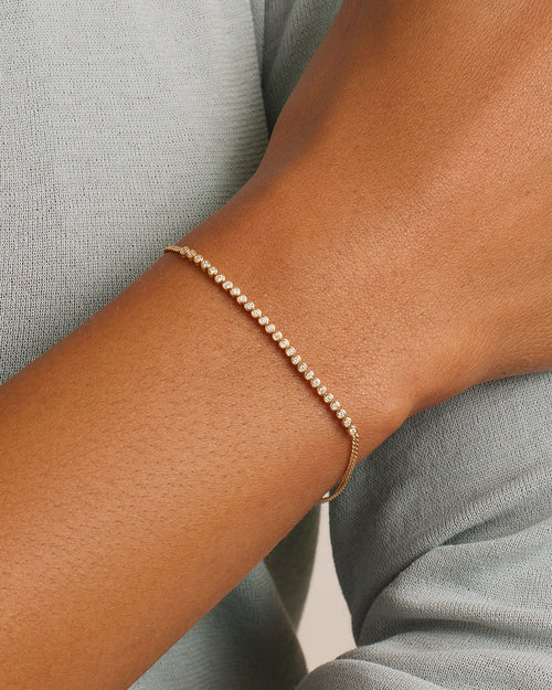 Classic Diamond Row Bracelet || option::14K Solid Gold