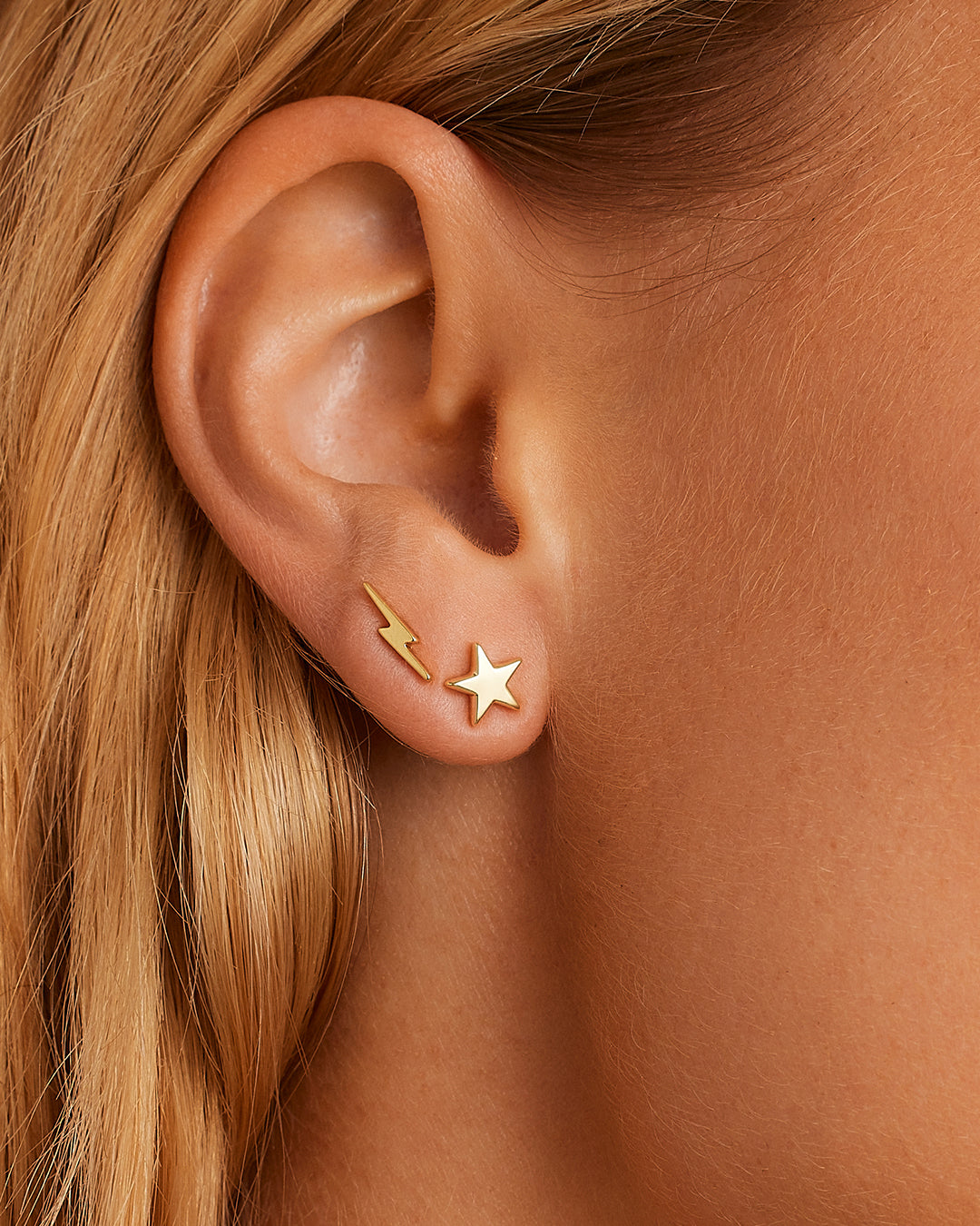 Lightning Charm Stud || option::18K Gold Plated, Lightning