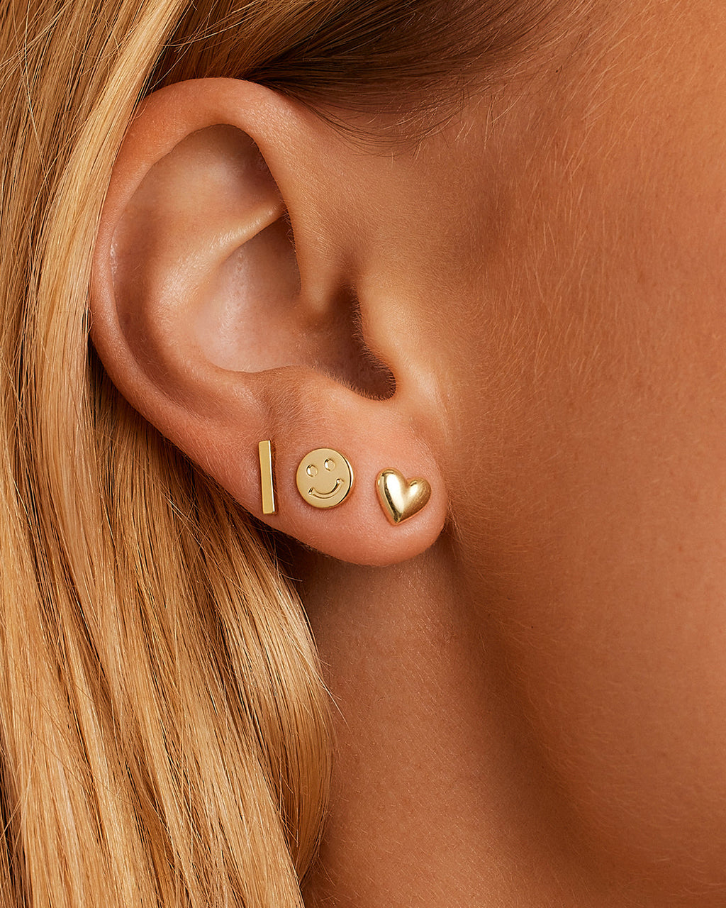 Bar Charm Stud || option::18K Gold Plated