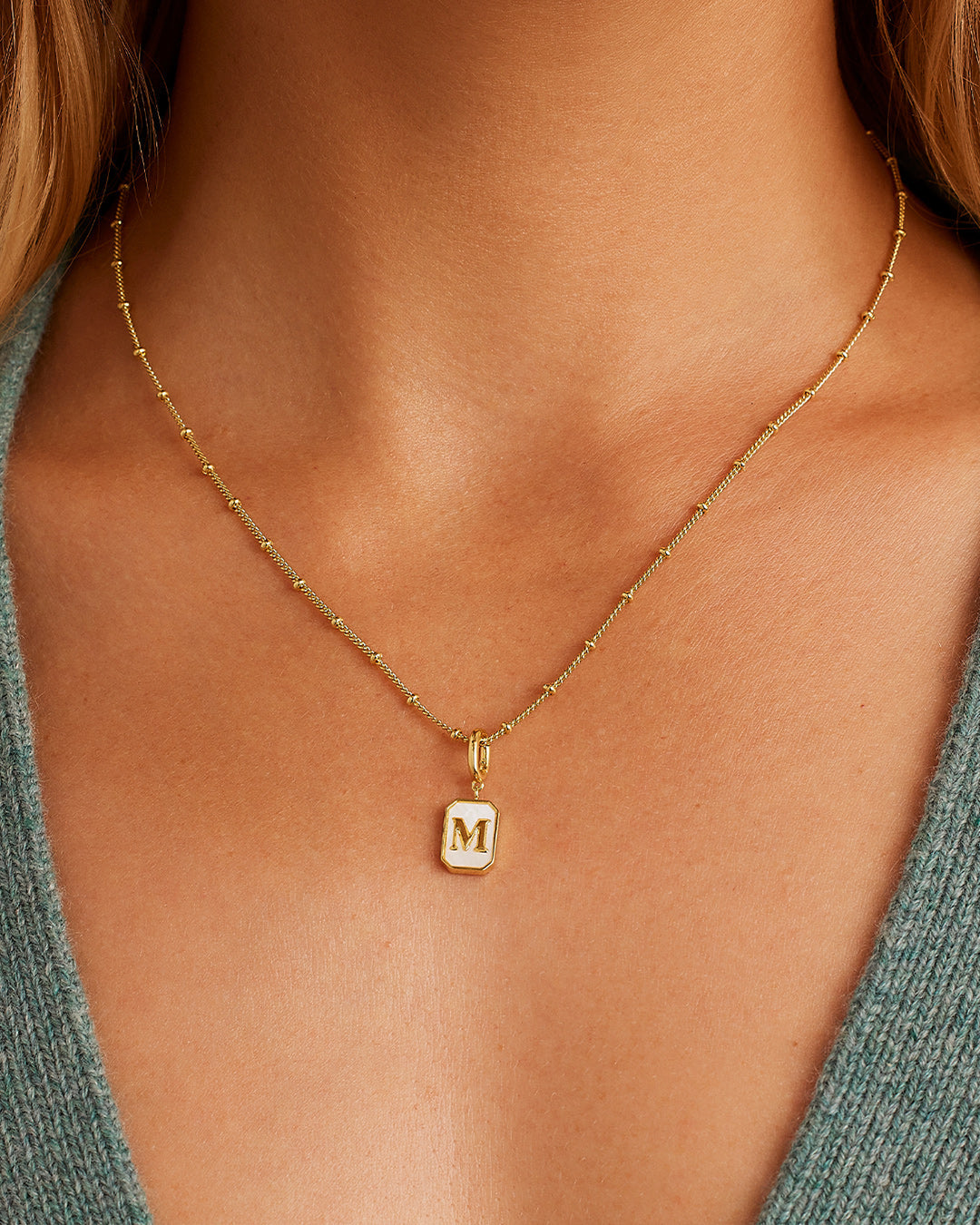 Vintage Alphabet Parker Charm #M || option::18K Gold Plated, M