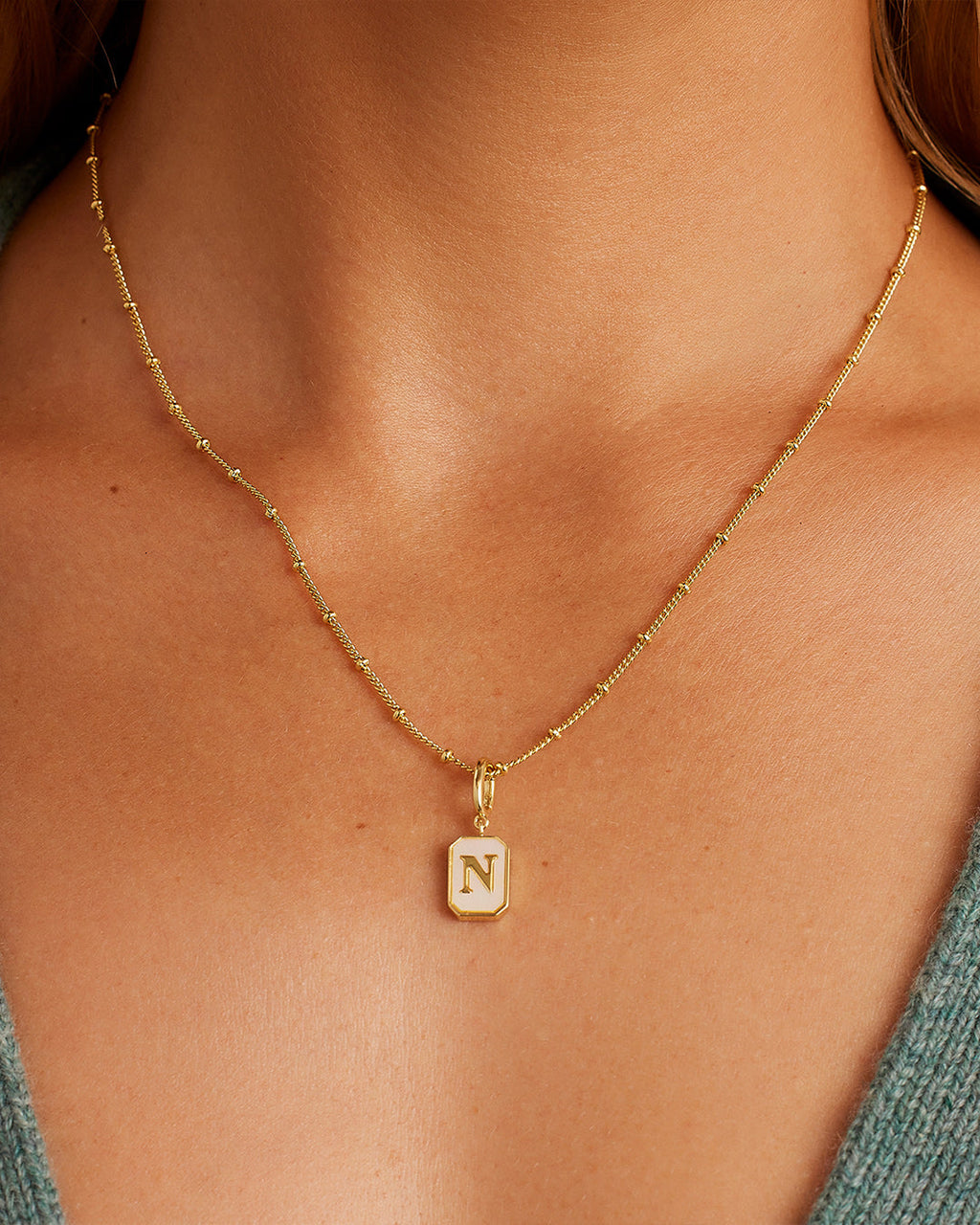 Vintage Alphabet Parker Charm #N || option::18K Gold Plated, N