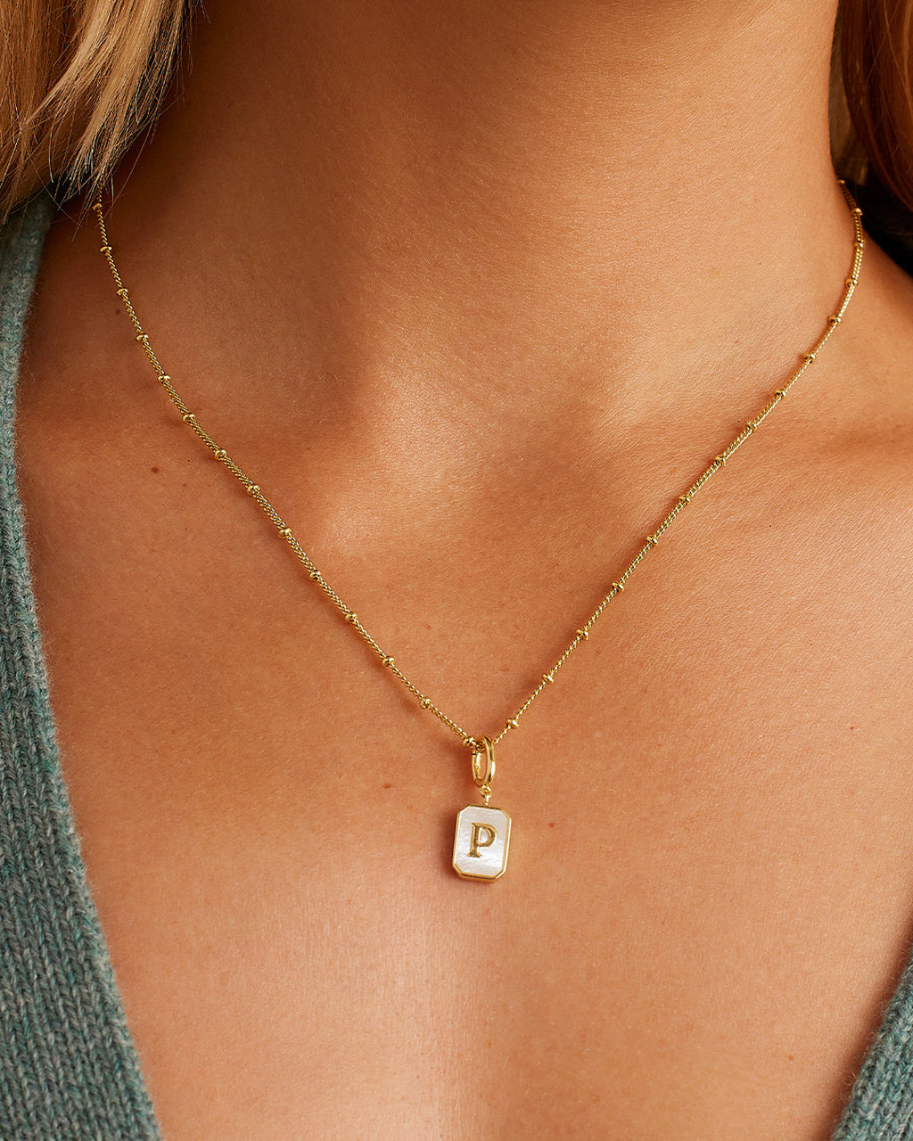 Vintage Alphabet Parker Charm #P || option::18K Gold Plated, P