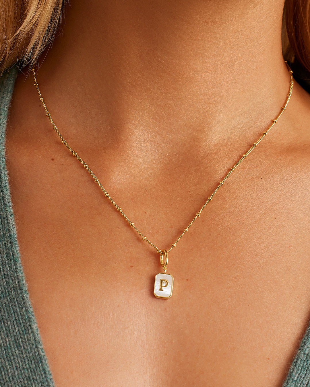 Vintage Alphabet Parker Charm #P || option::18K Gold Plated, P